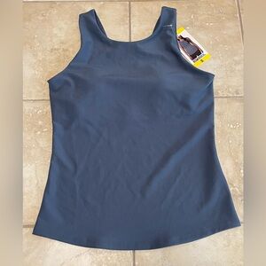 32 Degrees Cool Women's Soft Ribbed Fabric with Built-In-Bra Top, Blue, Size S